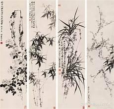 梅兰竹菊在一幅画中的图